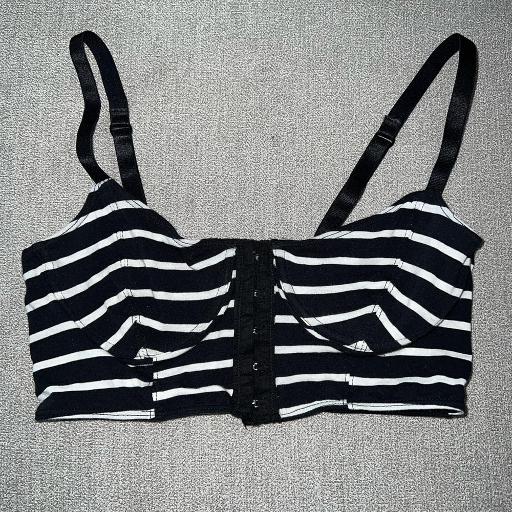 Black and White Striped Crop Top